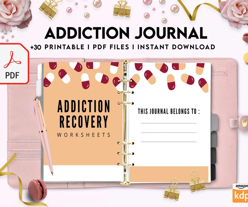 Addiction Journal, Addiction recovery therapy journal, Self care journal, self care planner, mindfulness, self love journal,wellness journal Digital Download PDF file 8,5×11 inch
