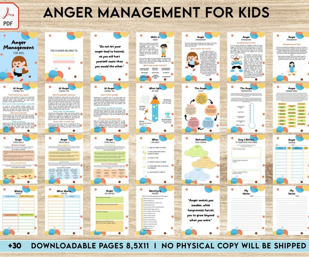 Anger Management Activities for Kids Anger Management for Kids, kids therapy journal, kids Self care journal, kids mindfulness, kids self love journal,kids wellness journal Digital Download PDF file 8,5×11 inch