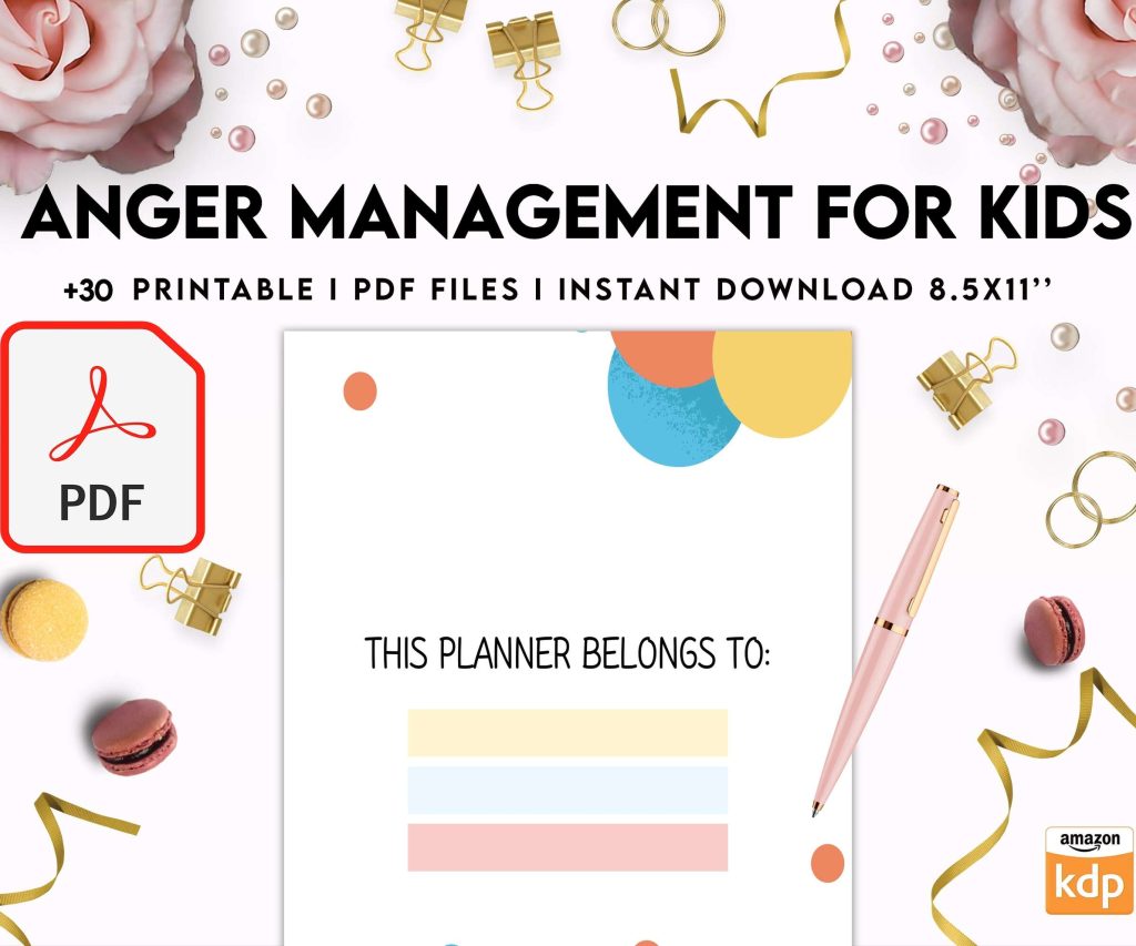 Anger Management for Kids, kids therapy journal, kids Self care journal, kids mindfulness, kids self love journal,kids wellness journal Digital Download PDF file 8,5×11 inch