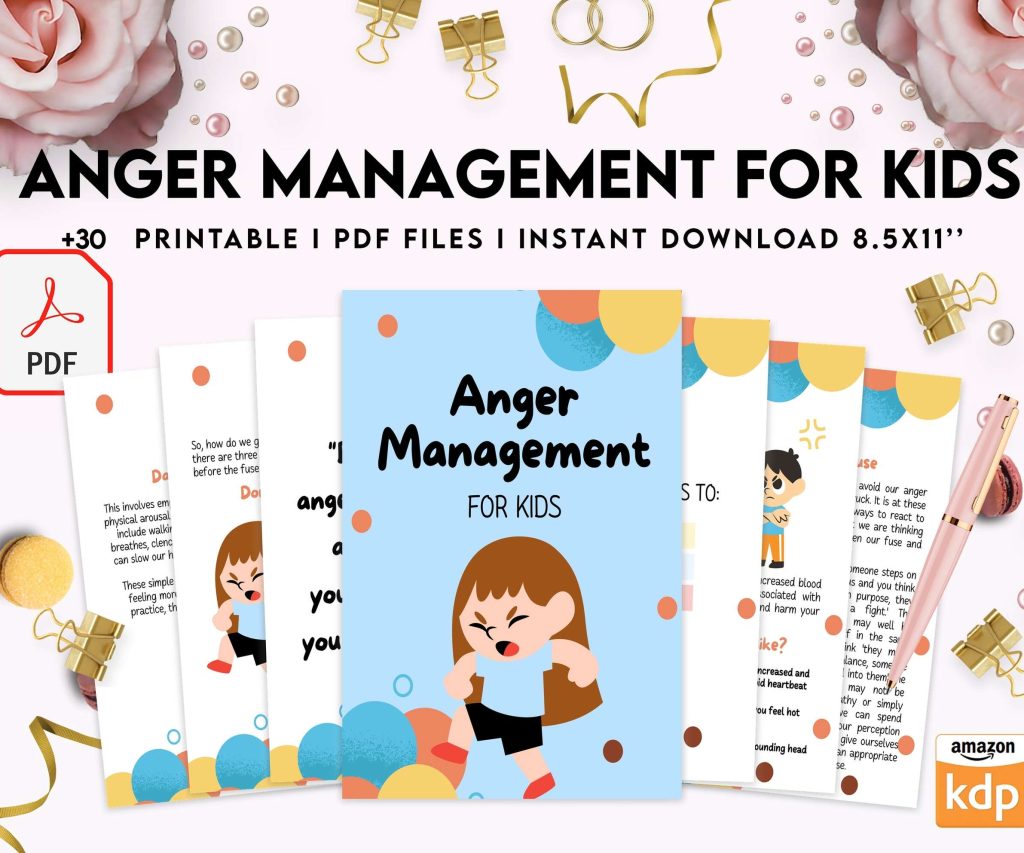 Anger Management for Kids, kids therapy journal, kids Self care journal, kids mindfulness, kids self love journal,kids wellness journal Digital Download PDF file 8,5×11 inch