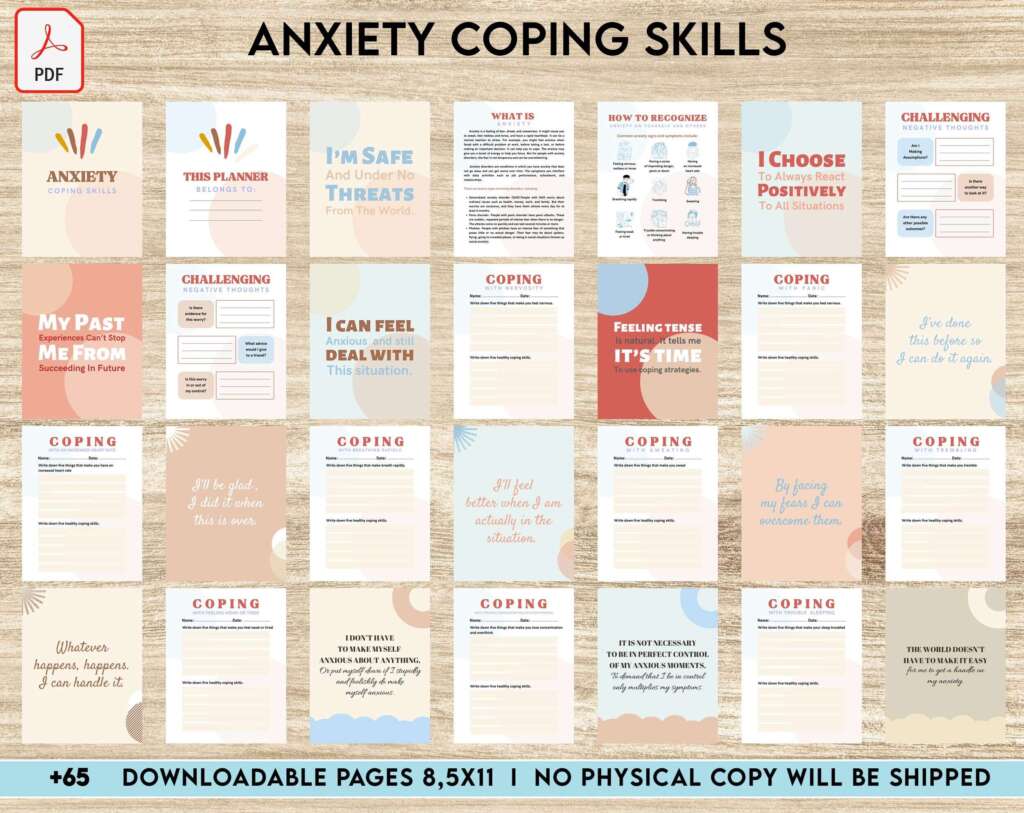 Anxiety Coping Skills Therapy Journal, Self Care Self Love Planner ...