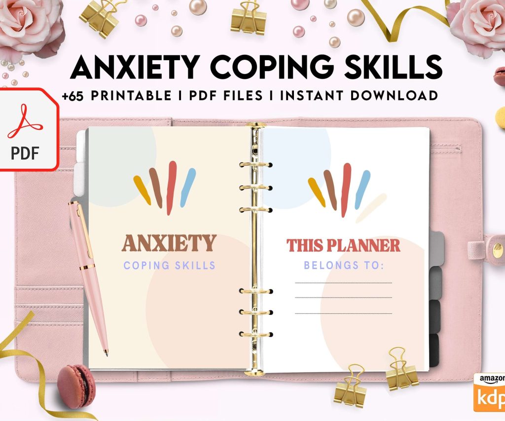 Anxiety Coping Skills, anxiety therapy journal, Self care journal, mindfulness, self love journal, wellness journal Digital Download PDF file 8,5×11 inch