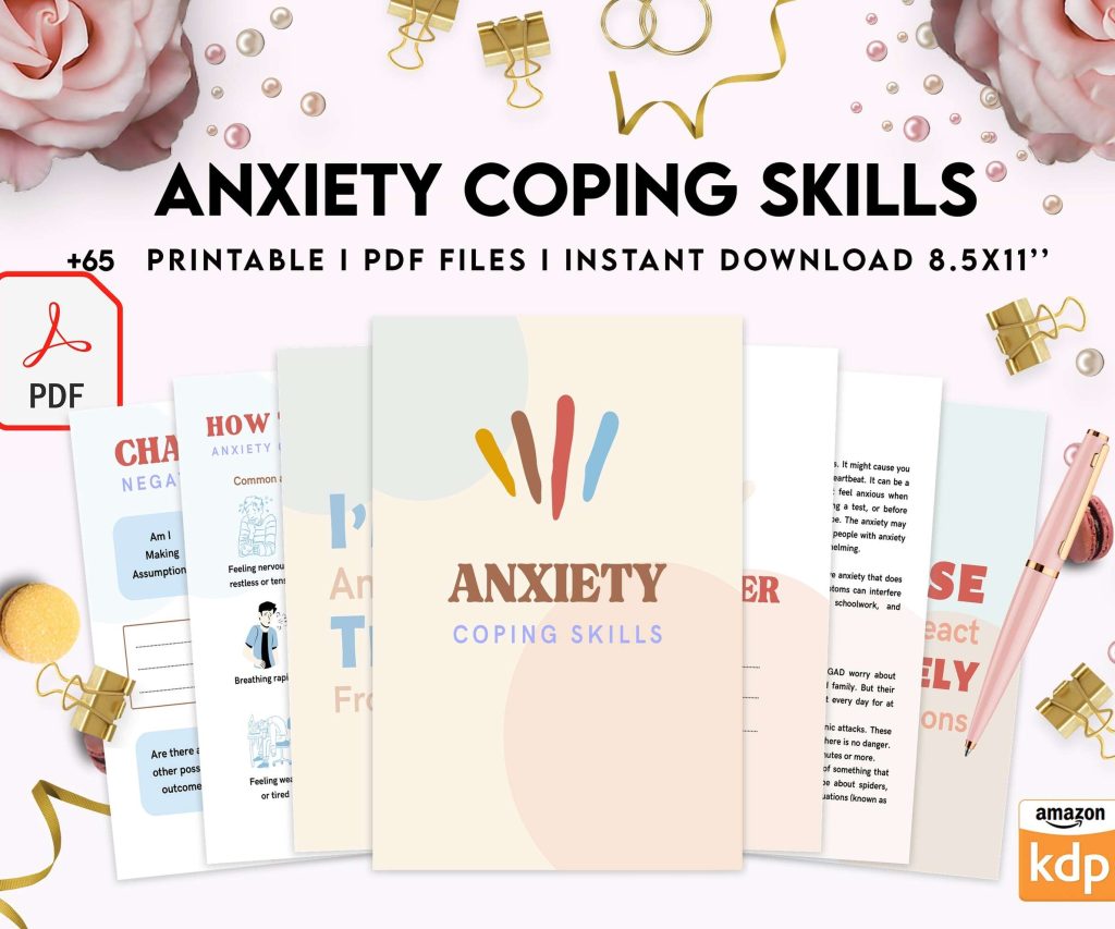 Anxiety Coping Skills, anxiety therapy journal, Self care journal, mindfulness, self love journal, wellness journal Digital Download PDF file 8,5×11 inch