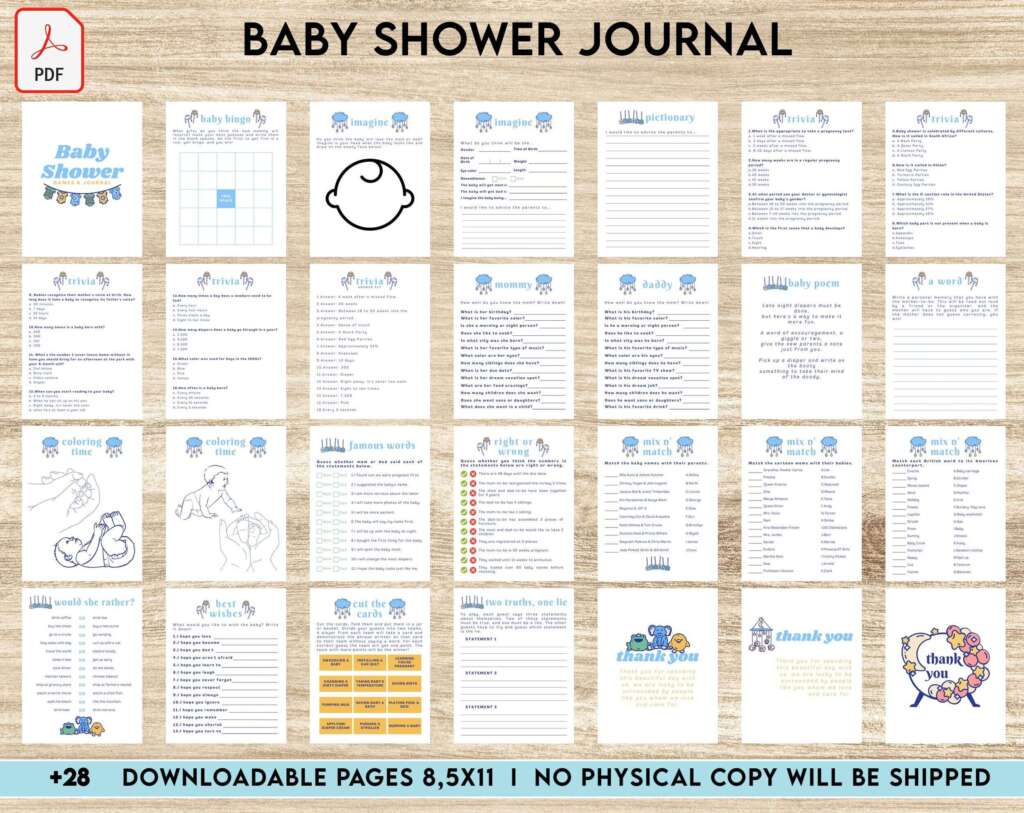 Baby Journal Baby Shower Journal, anxiety therapy journal, Self care journal, mindfulness, self love journal, wellness journal Digital Download PDF file 8,5×11 inch