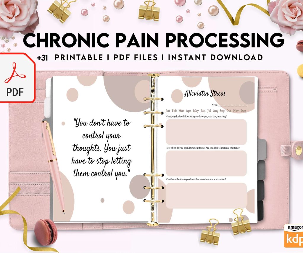 Chronic Pain Processing, chronic fatigue, chronic illnes, Pain tracker, PDF file 8,5×11 inch