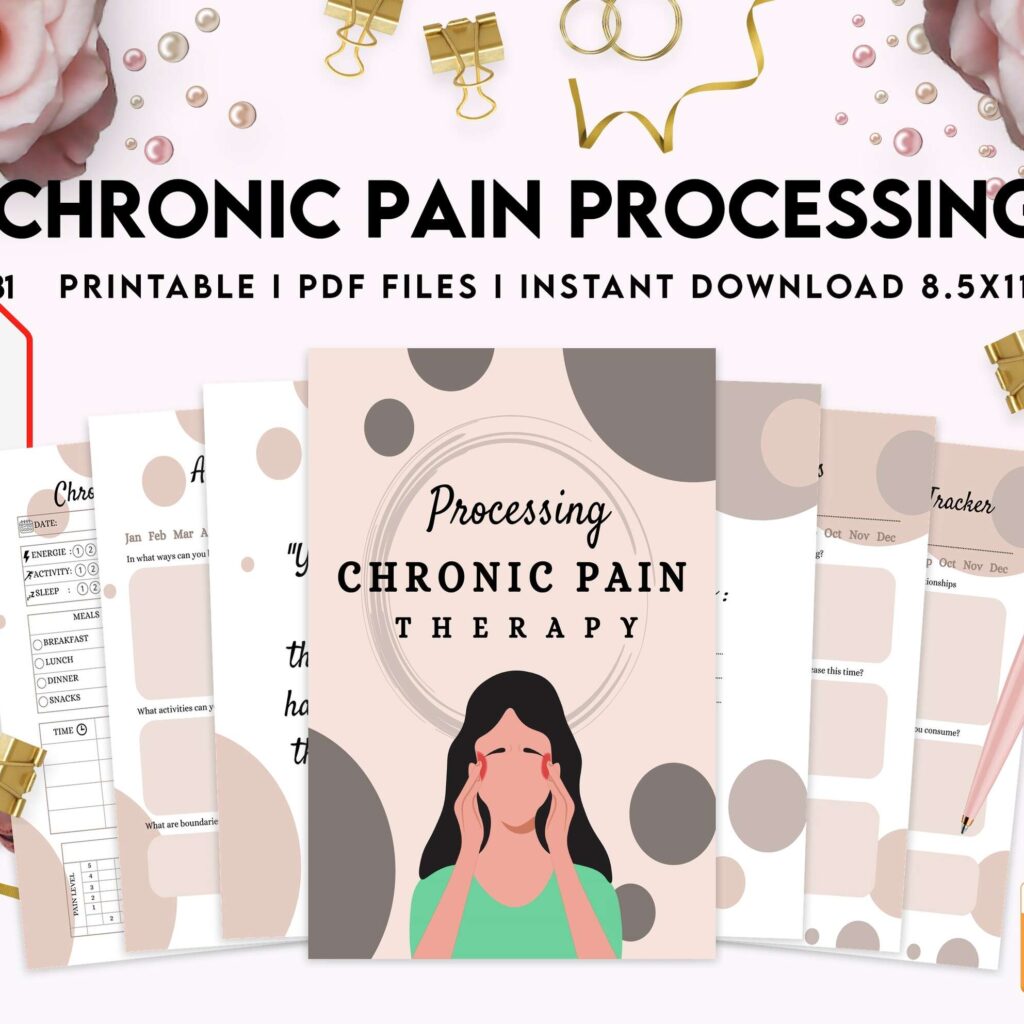 Chronic Pain Processing, chronic fatigue, chronic illnes, Pain tracker, PDF file 8,5×11 inch
