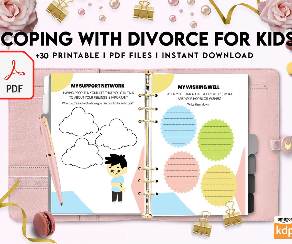 Coping With Divorce for Kids, Kids therapy, coping skills, divorce kids, Digital Download PDF file 8,5×11 inch