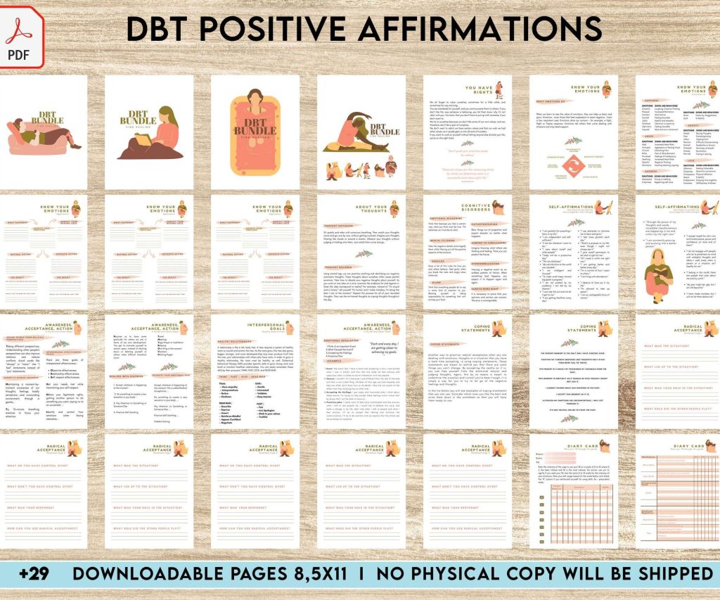 Positive Affirmations for Kids Dbt Positive Affirmations for kids, coping skills, divorce kids, Digital Download PDF file 8,5×11 inch