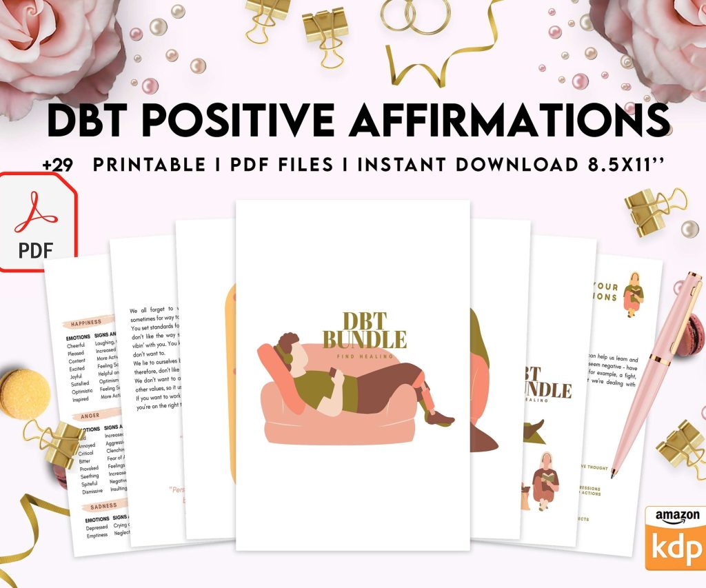Dbt Positive Affirmations for kids, coping skills, divorce kids, Digital Download PDF file 8,5×11 inch