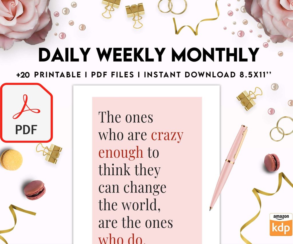 Daily weekly monthly Journal, undated journal, PDF file 8,5×11 inch