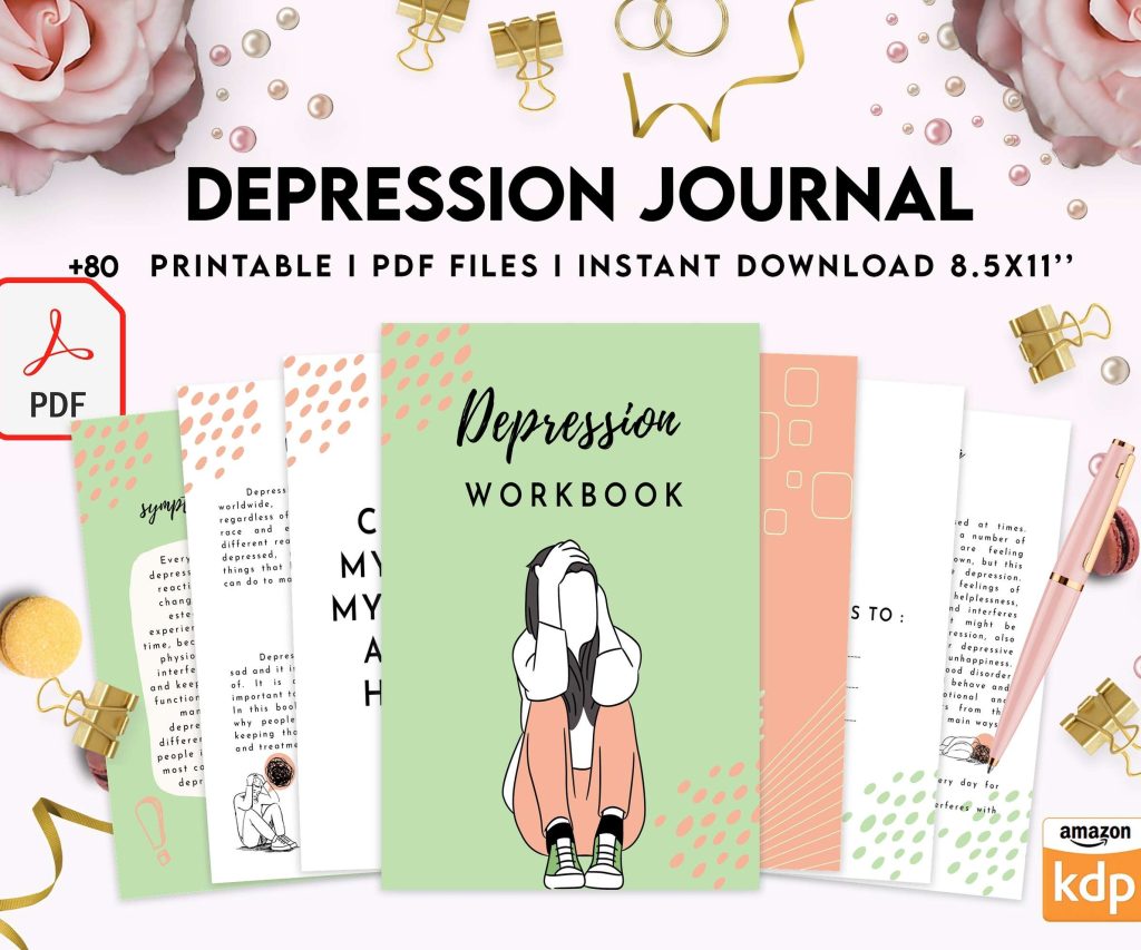 Depression Journal, Therapy journal, Mental health journal, Anxiety journal, Bipolar disorder Digital Download PDF file 8,5×11 inch