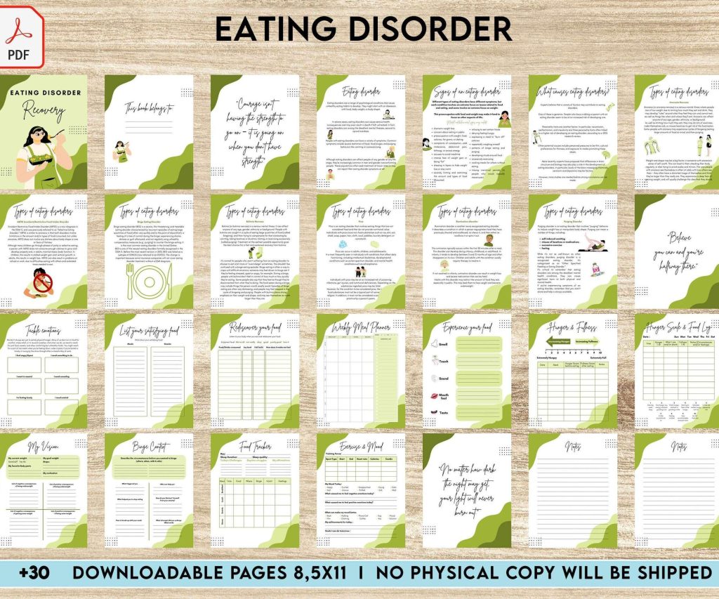 Eating disorder, Anorexia, Bulimia, PDF file 8,5×11 inch