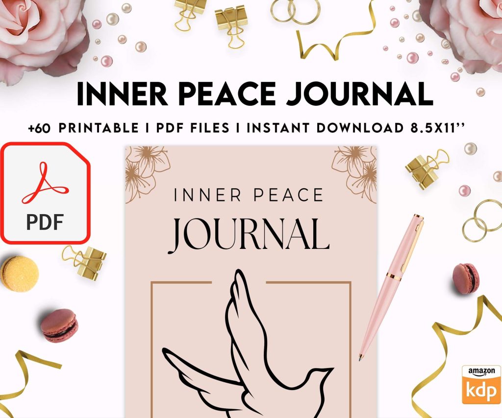 Inner Peace Journal, Calming journal, Happiness journal, Spiritual journal, PDF file 8,5×11 inch