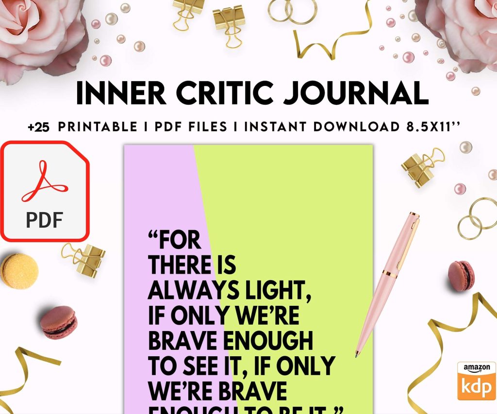 Inner Critic Journal, self discovery,self esteem, Limiting Beliefs Digital Download PDF file 8,5×11 inch