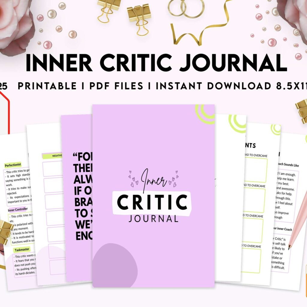 Inner Critic Journal, self discovery,self esteem, Limiting Beliefs Digital Download PDF file 8,5×11 inch