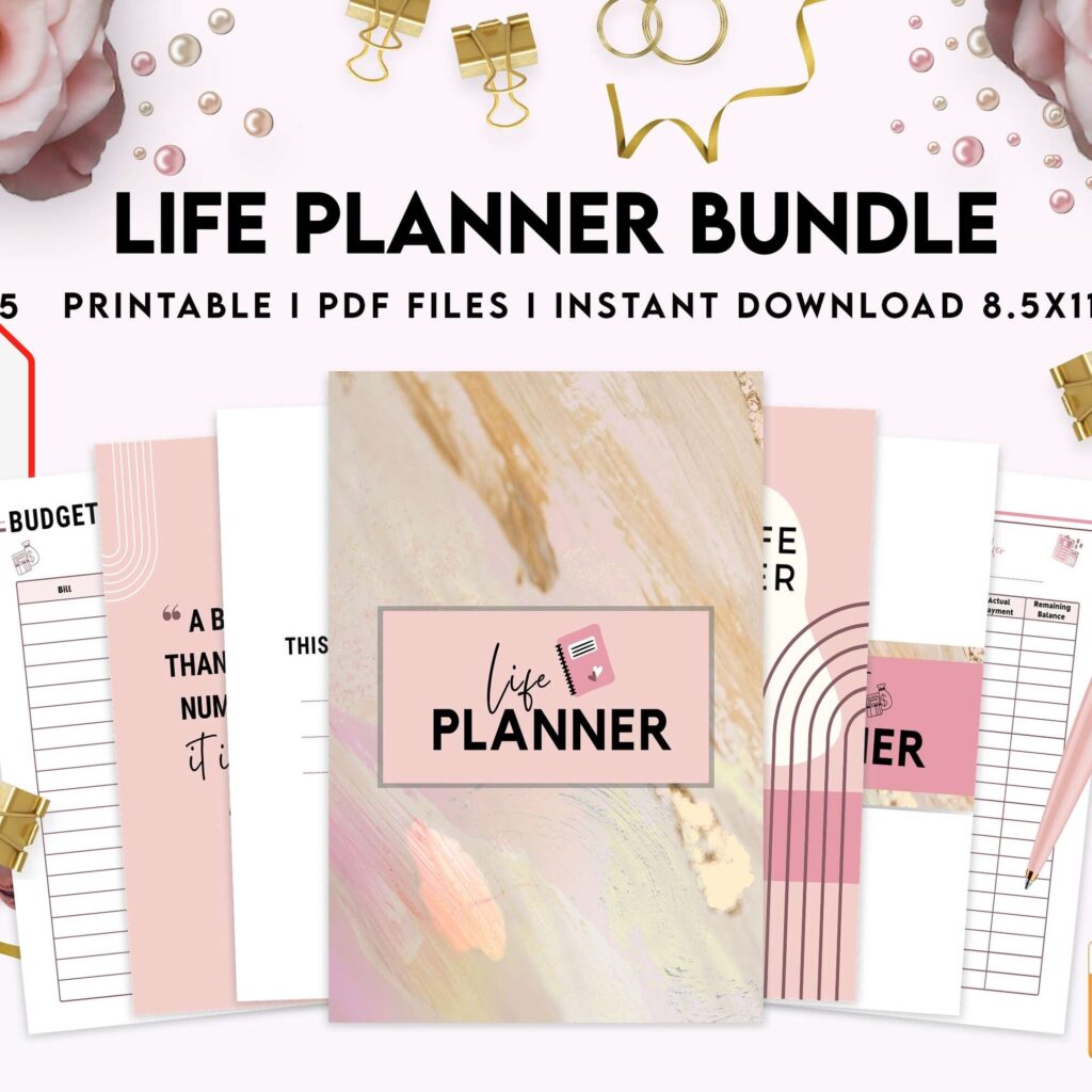Life Planner Bundle, life organizer, adhd planner, productivity planner, Digital Download PDF file 8,5×11 inch