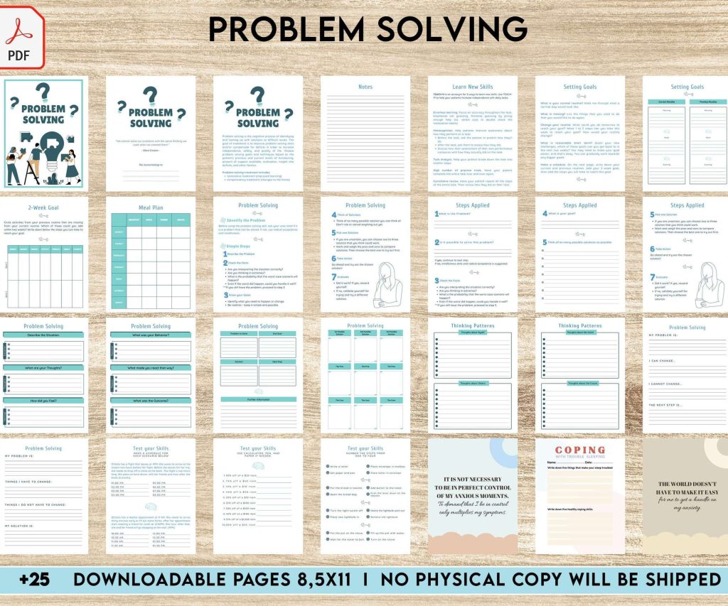 Problem Solving Skills PDF Problem Solving Journal, decision making, therapy journal, anxiety journal Digital Download PDF file 8,5×11 inch
