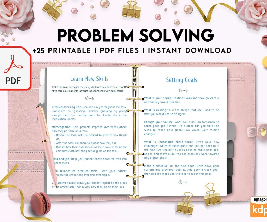 Problem Solving Journal, decision making, therapy journal, anxiety journal Digital Download PDF file 8,5×11 inch