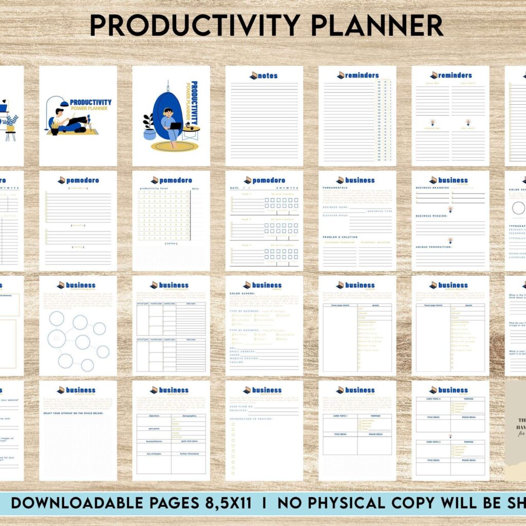 Productivity Planner,daily schedule,daily to do, productivity tracker, Business planner Digital Download PDF file 8,5×11 inch