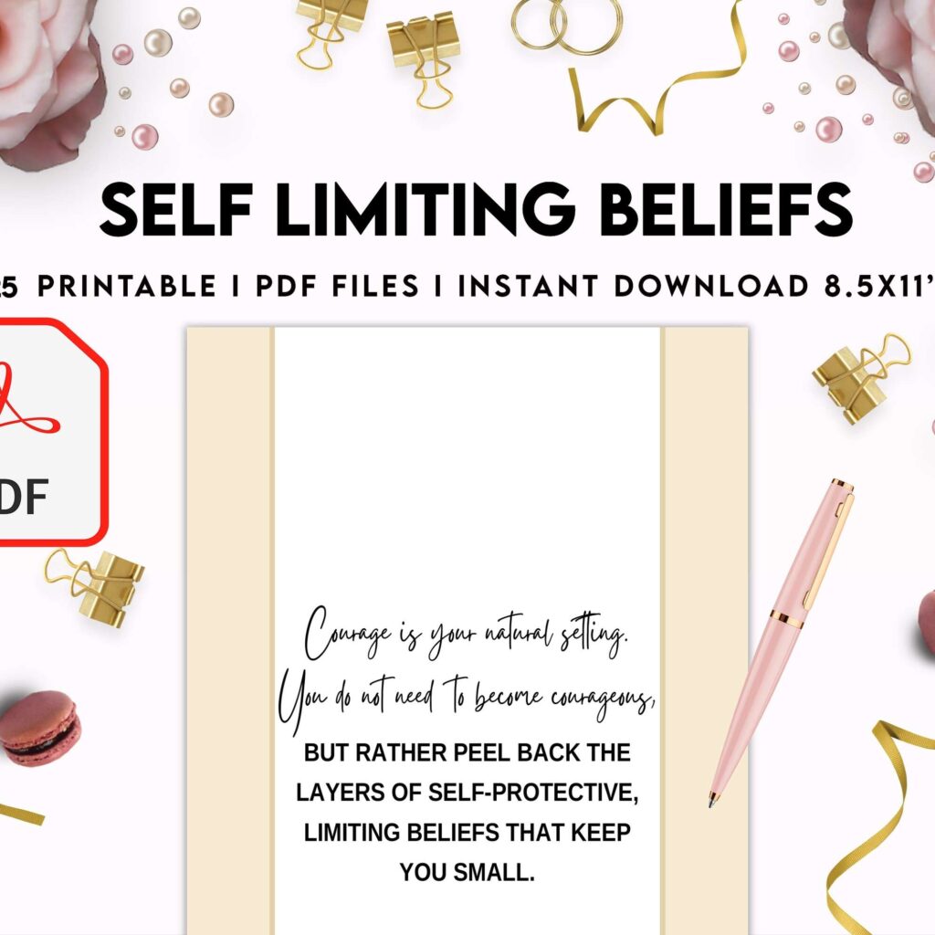 Self Limiting Beliefs, boundaries, self esteem, self confidence Digital Download PDF file 8,5×11 inch