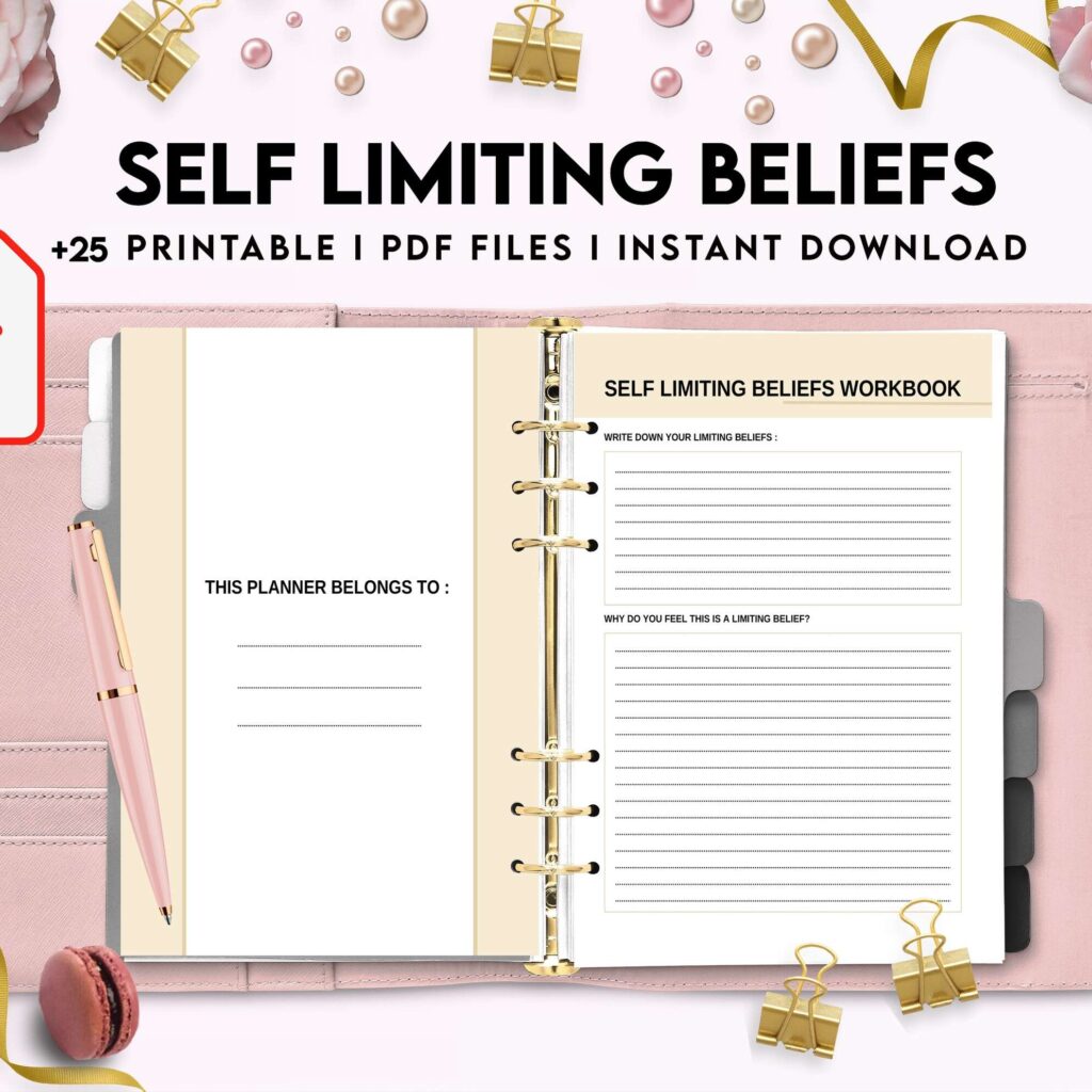 Self Limiting Beliefs, boundaries, self esteem, self confidence Digital Download PDF file 8,5×11 inch