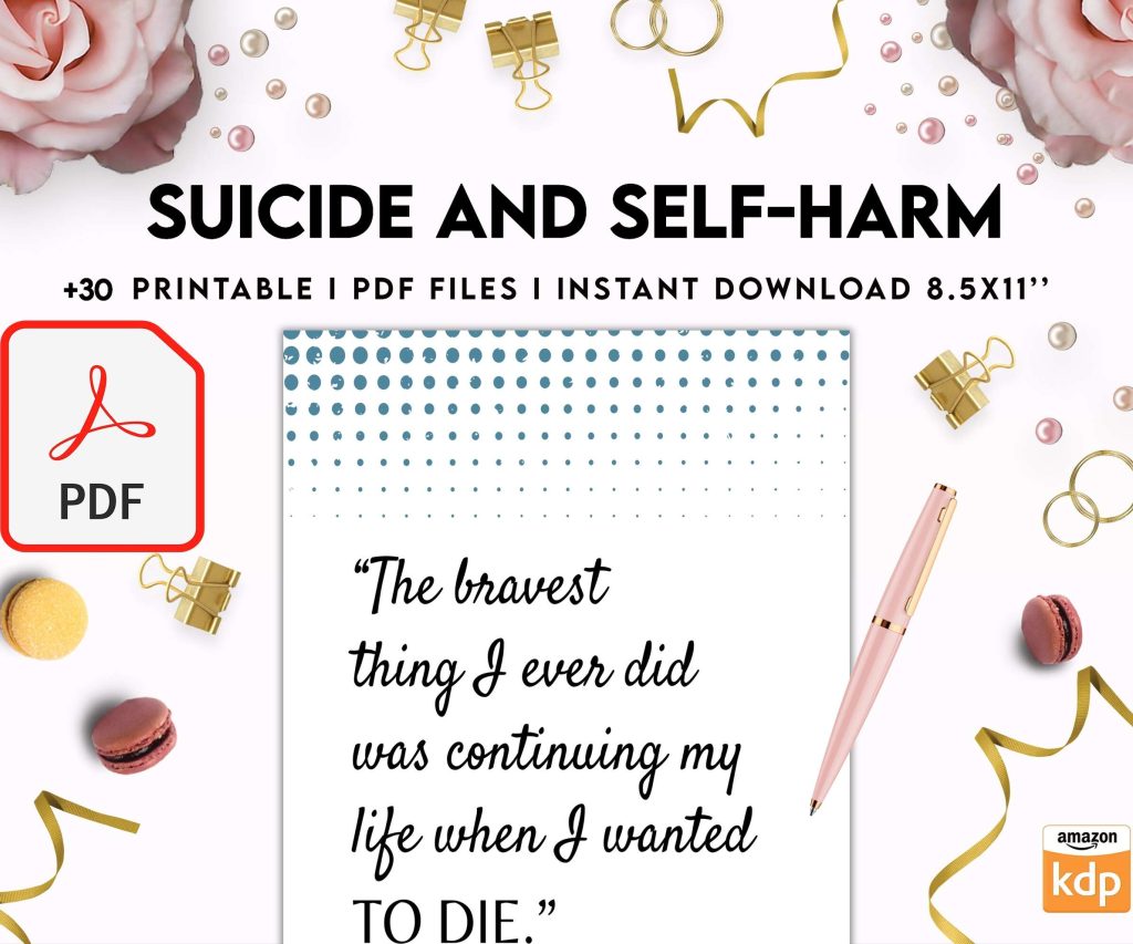 Suicide and self-harm journal, suicide awareness,suicide prevention, PDF file 8,5×11 inch