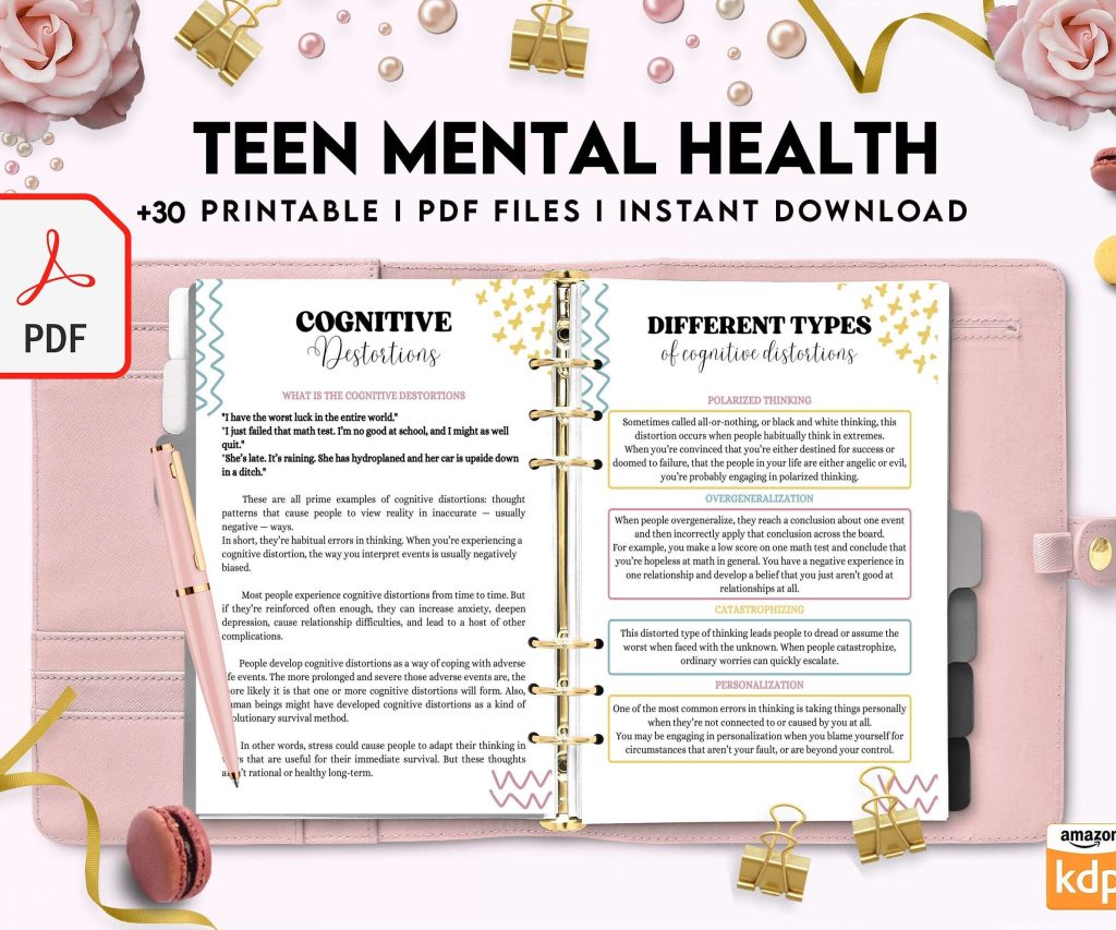 Teen Mental Health, teen therapy journal , teen coping skills, teen Shadow Work, Digital Download PDF file 8,5×11 inch
