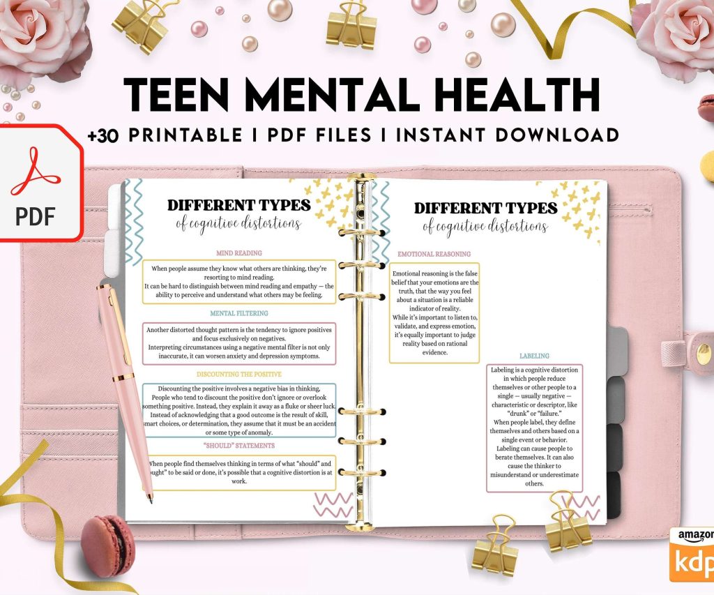 Teen Mental Health, teen therapy journal , teen coping skills, teen Shadow Work, Digital Download PDF file 8,5×11 inch