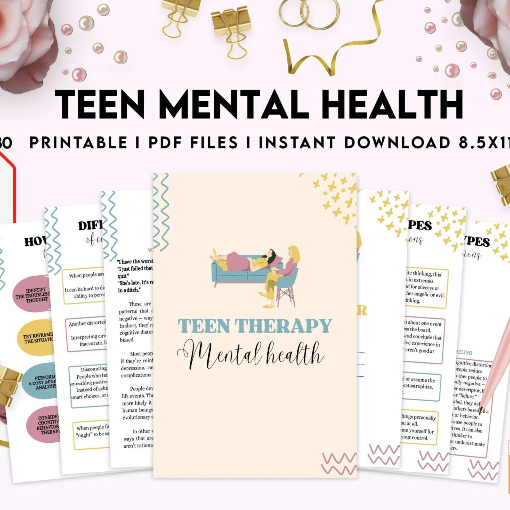 Teen Mental Health, teen therapy journal , teen coping skills, teen Shadow Work, Digital Download PDF file 8,5×11 inch