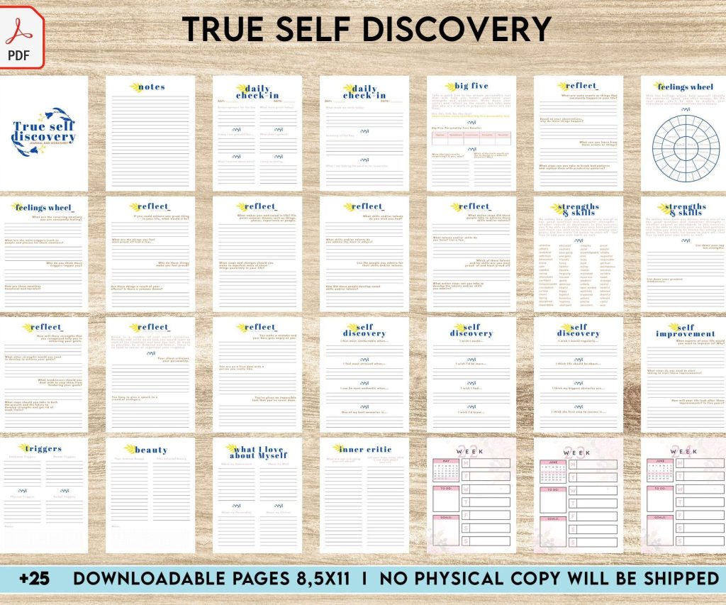 True Self Discovery, self esteem, self love journal , self care journal, manifestation Digital Download PDF file 8,5×11 inch