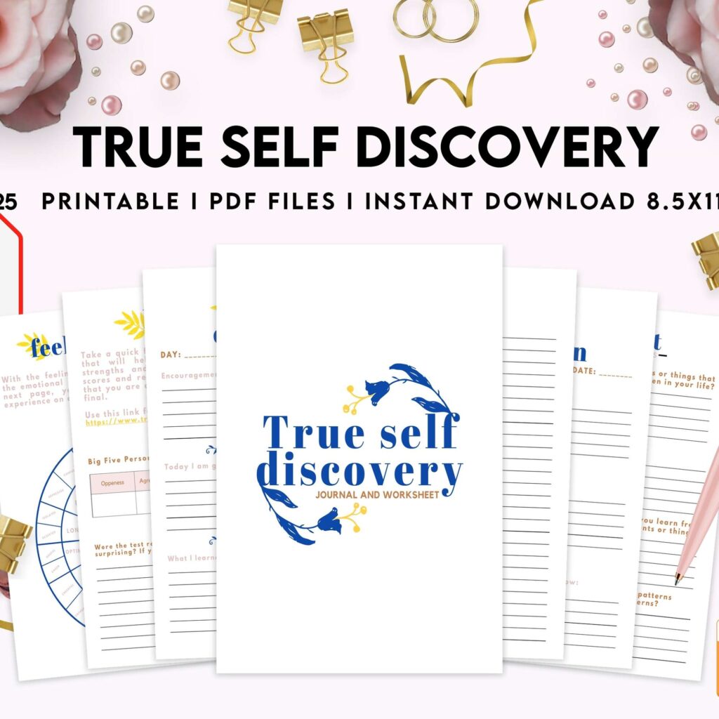 True Self Discovery, self esteem, self love journal , self care journal, manifestation Digital Download PDF file 8,5×11 inch