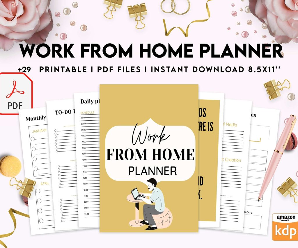 Work From Home Planner, Productivity planner, Working from home, freelancer solopreneur business planner, Digital Download PDF file 8,5×11 inch