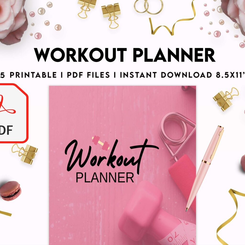 Workout Planner, exercise tracker , Fitness Journal, workout journal, Digital Download PDF file 8,5×11 inch