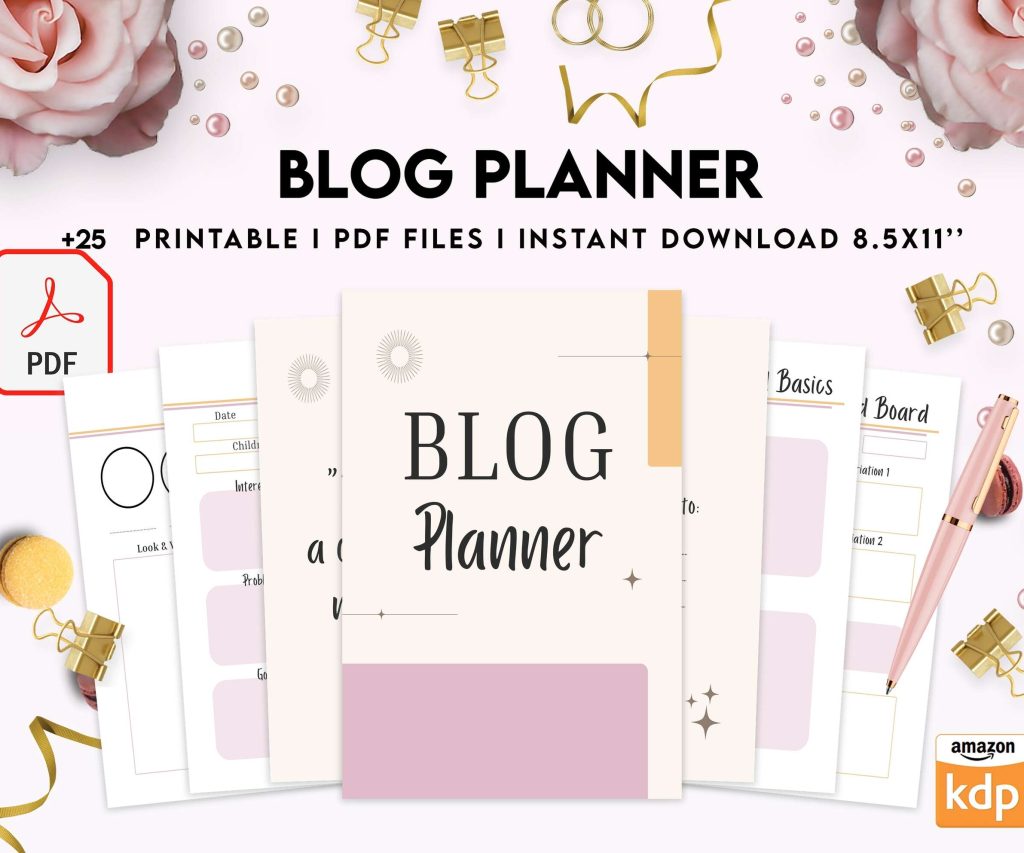 Blog Planner, Planner for blogger, social media Planner, content planner, Digital Download PDF file 8,5×11 inch