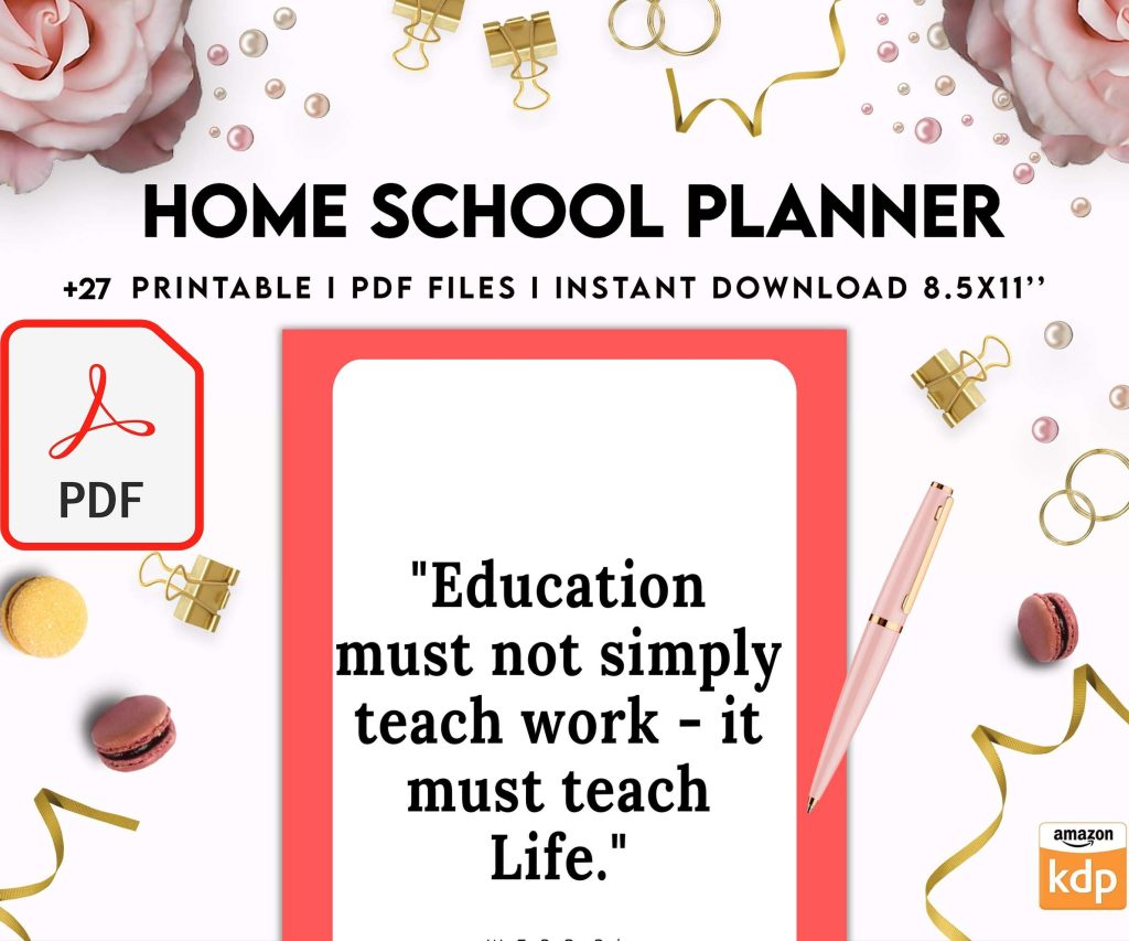 Home School Planner, homeschool daily planning, homeschooling lesson schedule Digital Download PDF file 8,5×11 inch