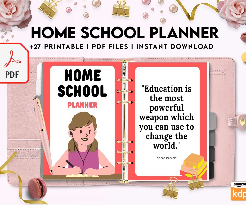 Home School Planner, homeschool daily planning, homeschooling lesson schedule Digital Download PDF file 8,5×11 inch