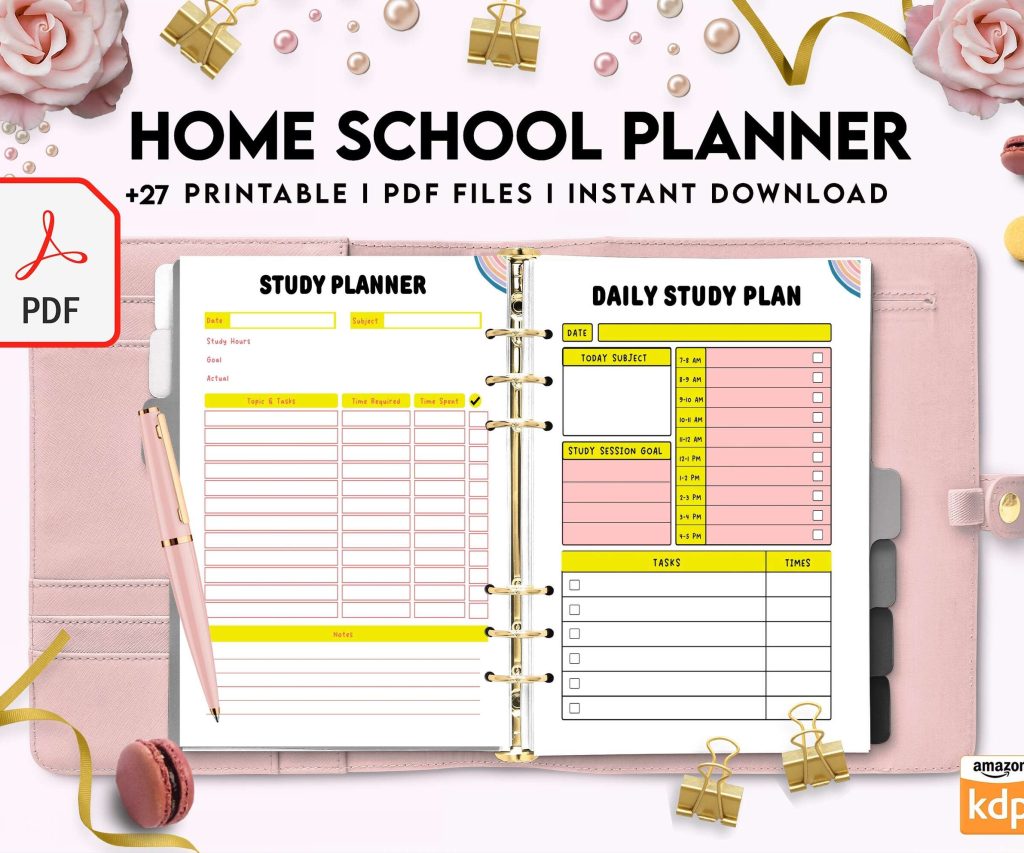 Home School Planner, homeschool daily planning, homeschooling lesson schedule Digital Download PDF file 8,5×11 inch