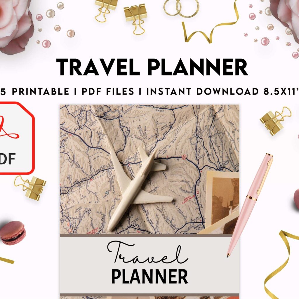 Travel Planner, travel checklist , trip organizer, vacation planner, travel itinerary Digital Download PDF file 8,5×11 inch