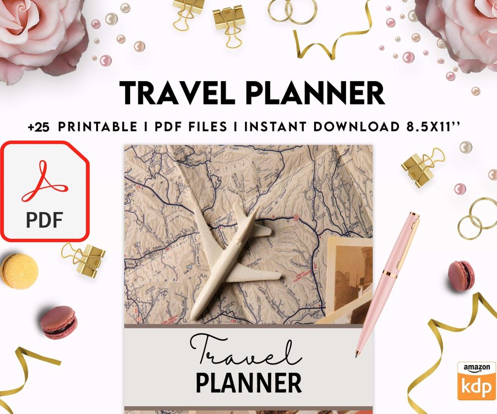 Travel Planner, travel checklist , trip organizer, vacation planner, travel itinerary Digital Download PDF file 8,5×11 inch