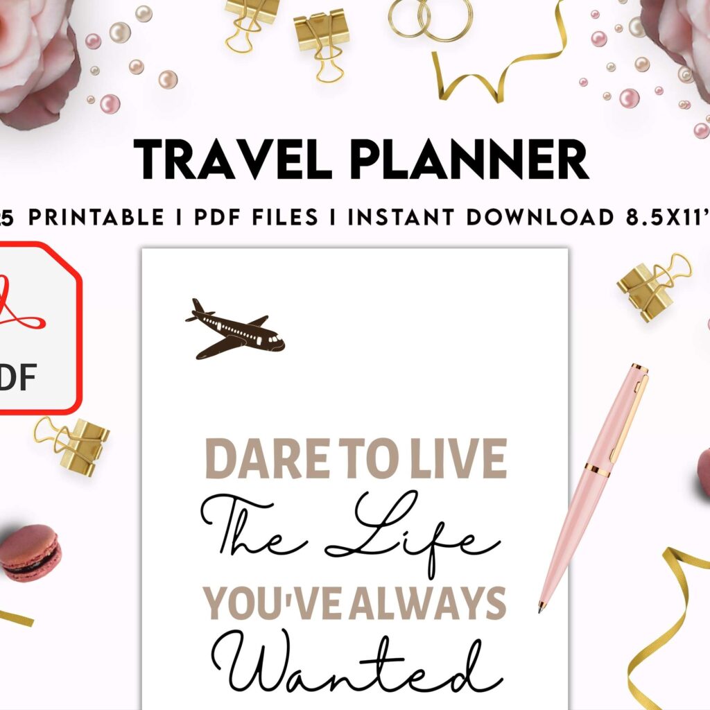 Travel Planner, travel checklist , trip organizer, vacation planner, travel itinerary Digital Download PDF file 8,5×11 inch