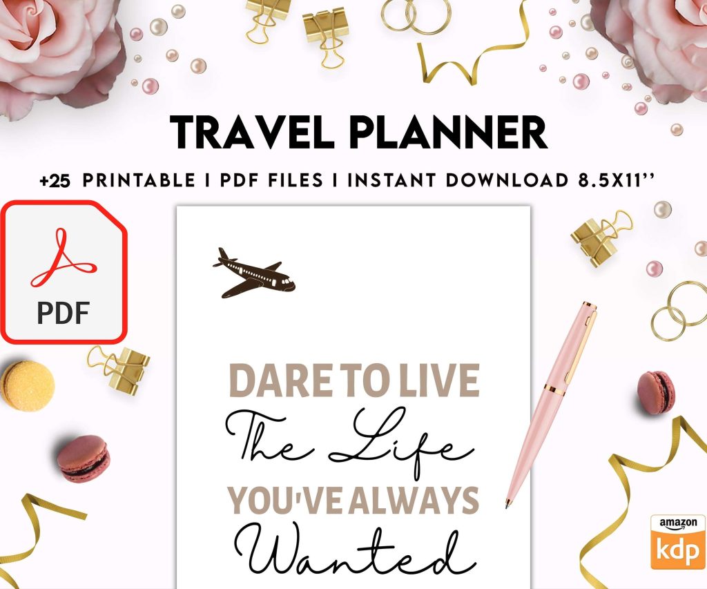 Travel Planner, travel checklist , trip organizer, vacation planner, travel itinerary Digital Download PDF file 8,5×11 inch