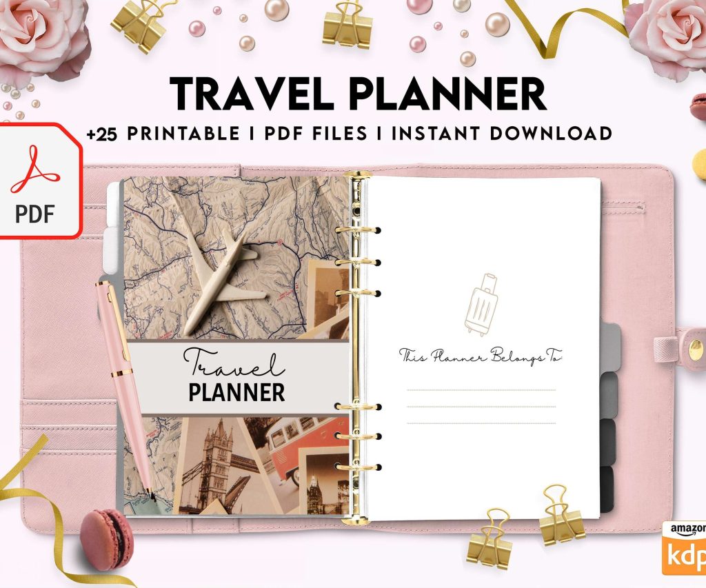 Travel Planner, travel checklist , trip organizer, vacation planner, travel itinerary Digital Download PDF file 8,5×11 inch