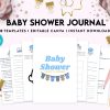 Baby Shower Event Planner Baby Shower Journal, anxiety therapy journal, Self care journal, mindfulness, self love journal, wellness journal Canva Editable Templates