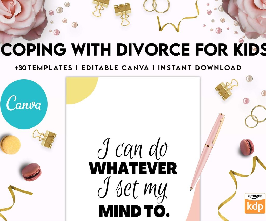 Coping With Divorce for Kids, Kids therapy, coping skills, divorce kids, Canva Editable Templates