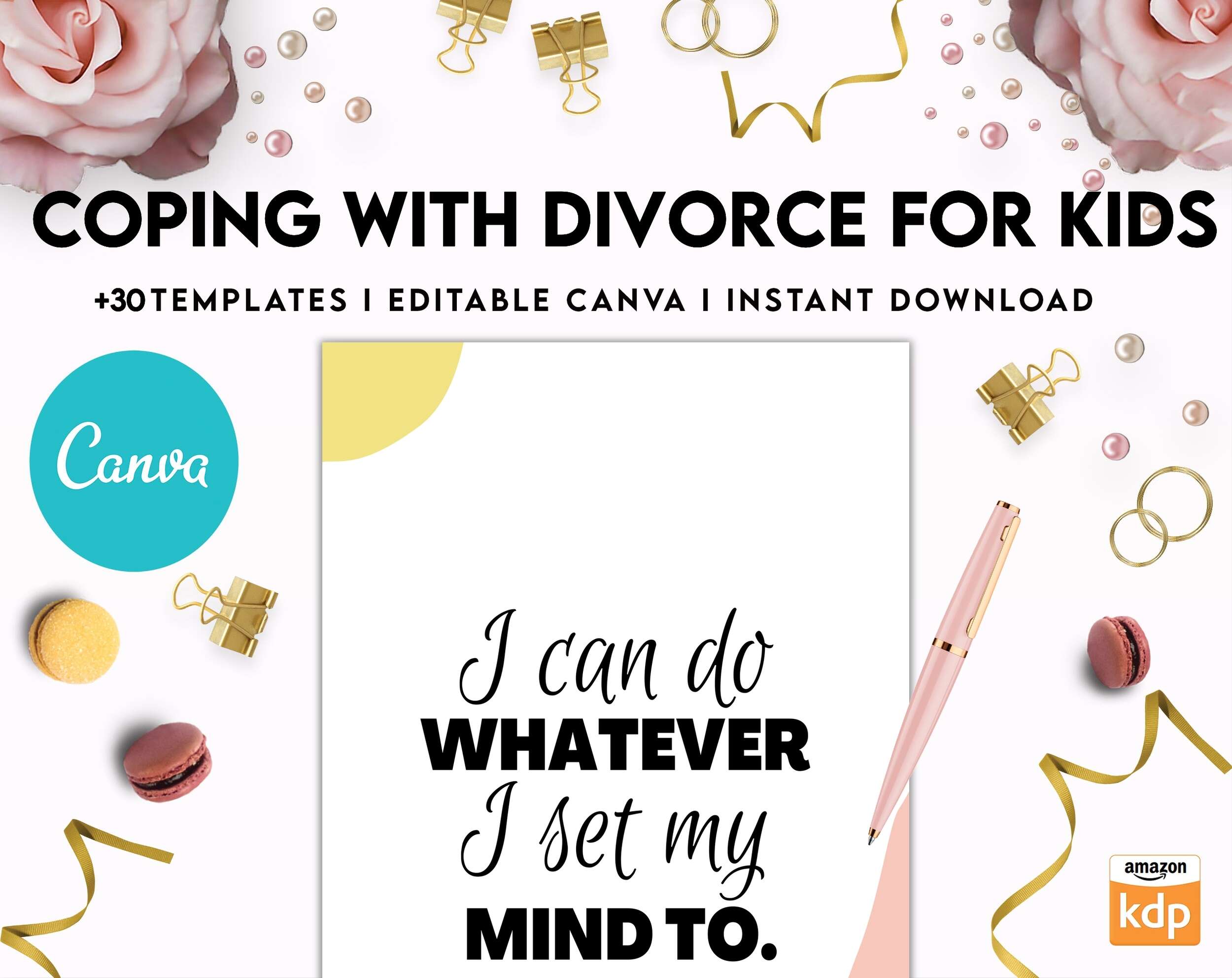 Coping With Divorce for Kids, Kids therapy, coping skills, divorce kids, Canva Editable Templates
