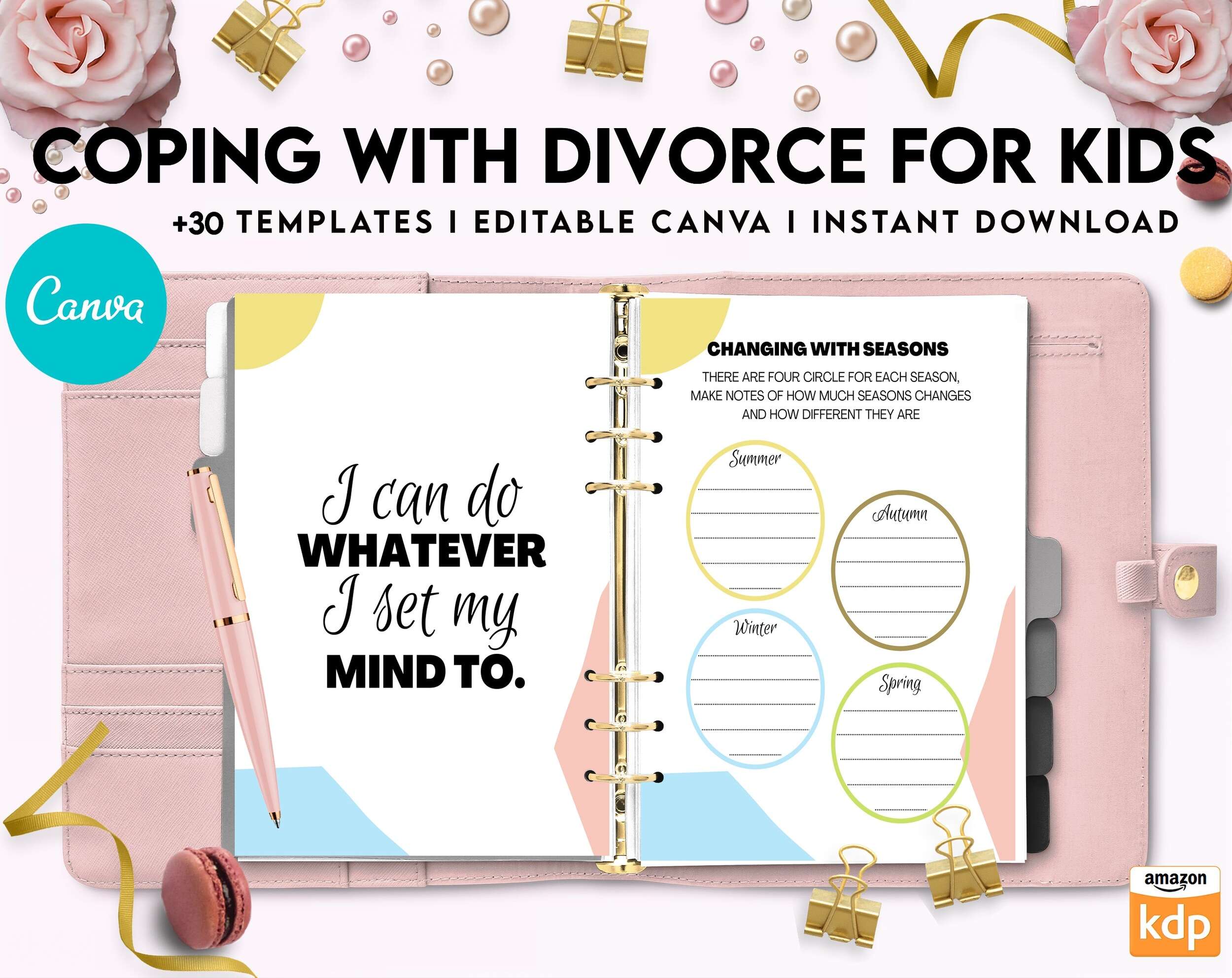 Coping With Divorce for Kids, Kids therapy, coping skills, divorce kids, Canva Editable Templates