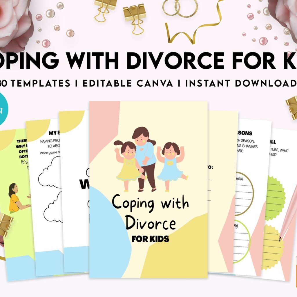Divorce Therapy Coping With Divorce for Kids, Kids therapy, coping skills, divorce kids, Canva Editable Templates
