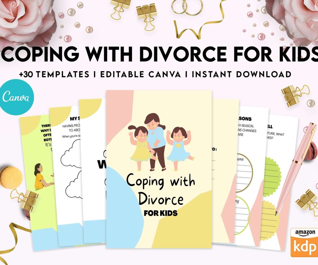 Divorce Therapy Coping With Divorce for Kids, Kids therapy, coping skills, divorce kids, Canva Editable Templates