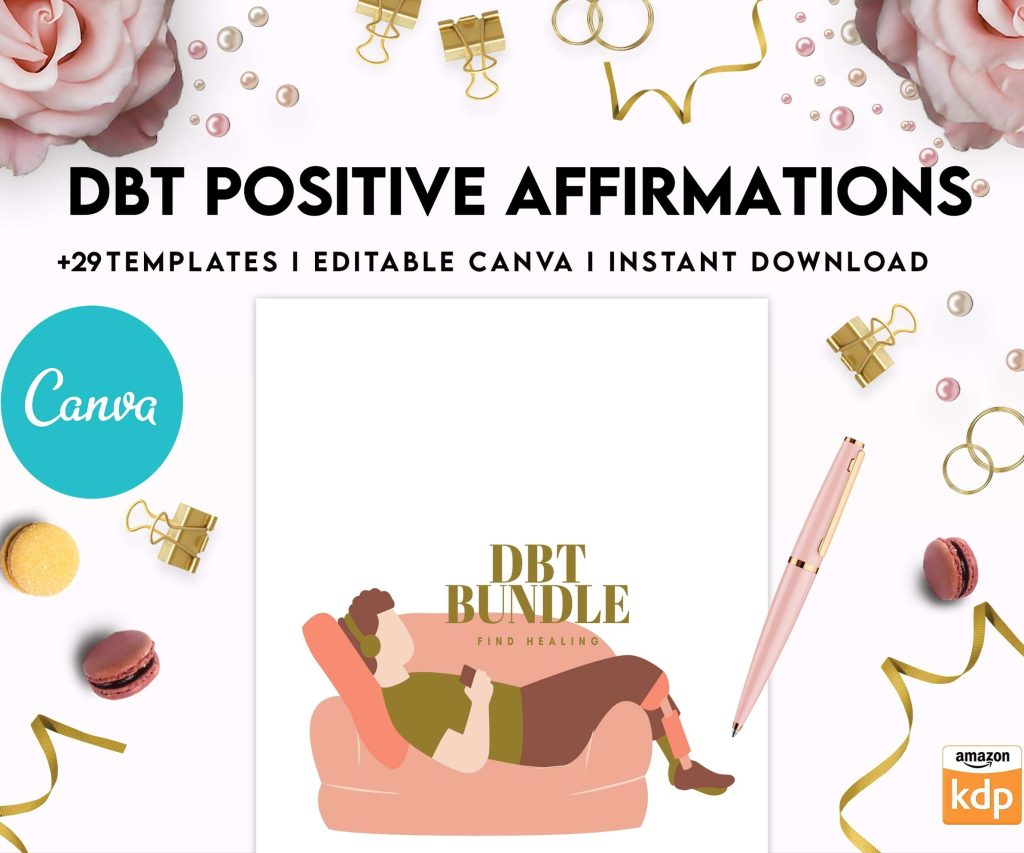 Dbt Positive Affirmations for kids, coping skills, divorce kids, Canva Editable Templates