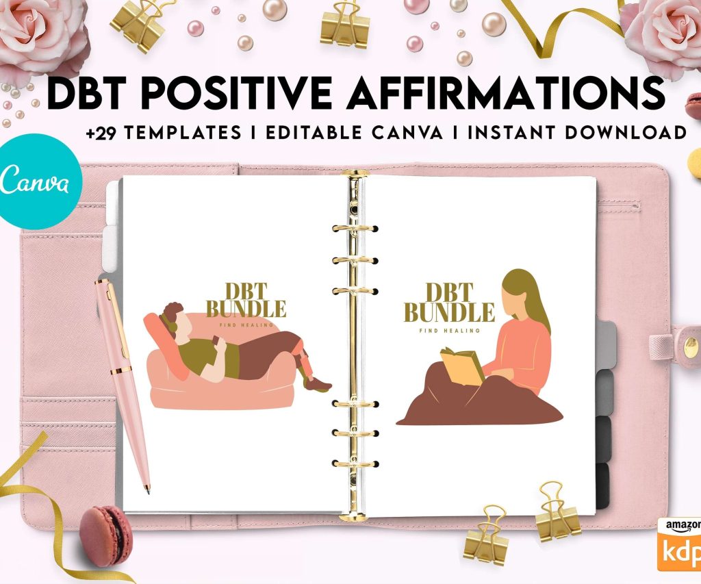 Dbt Positive Affirmations for kids, coping skills, divorce kids, Canva Editable Templates